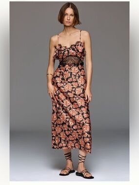 Sheer Lace Satin Slip Dtess
